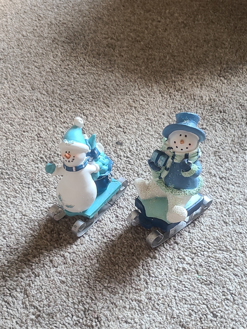 Blue Snowman Sled Toy Figurines - Kids Toys